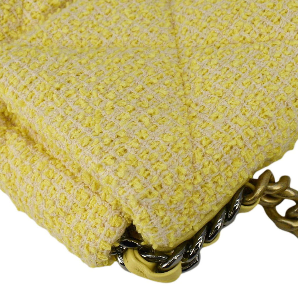 Chanel 19 Flap Medium Quilted Tweed Shoulder Bag Beige