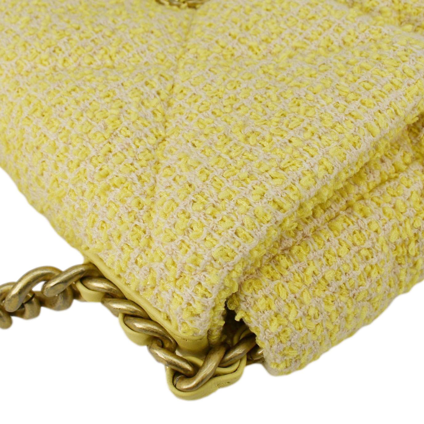 Chanel 19 Flap Medium Quilted Tweed Shoulder Bag Beige