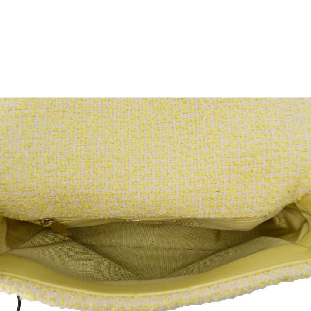 Chanel 19 Flap Medium Quilted Tweed Shoulder Bag Beige