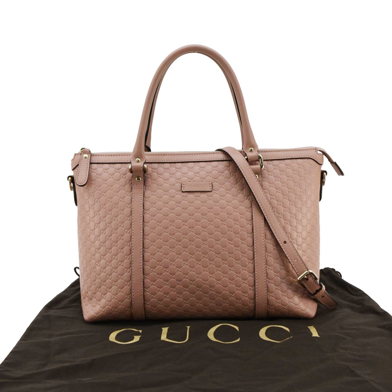 GUCCI Convertible Gucci Microguccissima Leather Satchel Bag Dusty Pink 449656