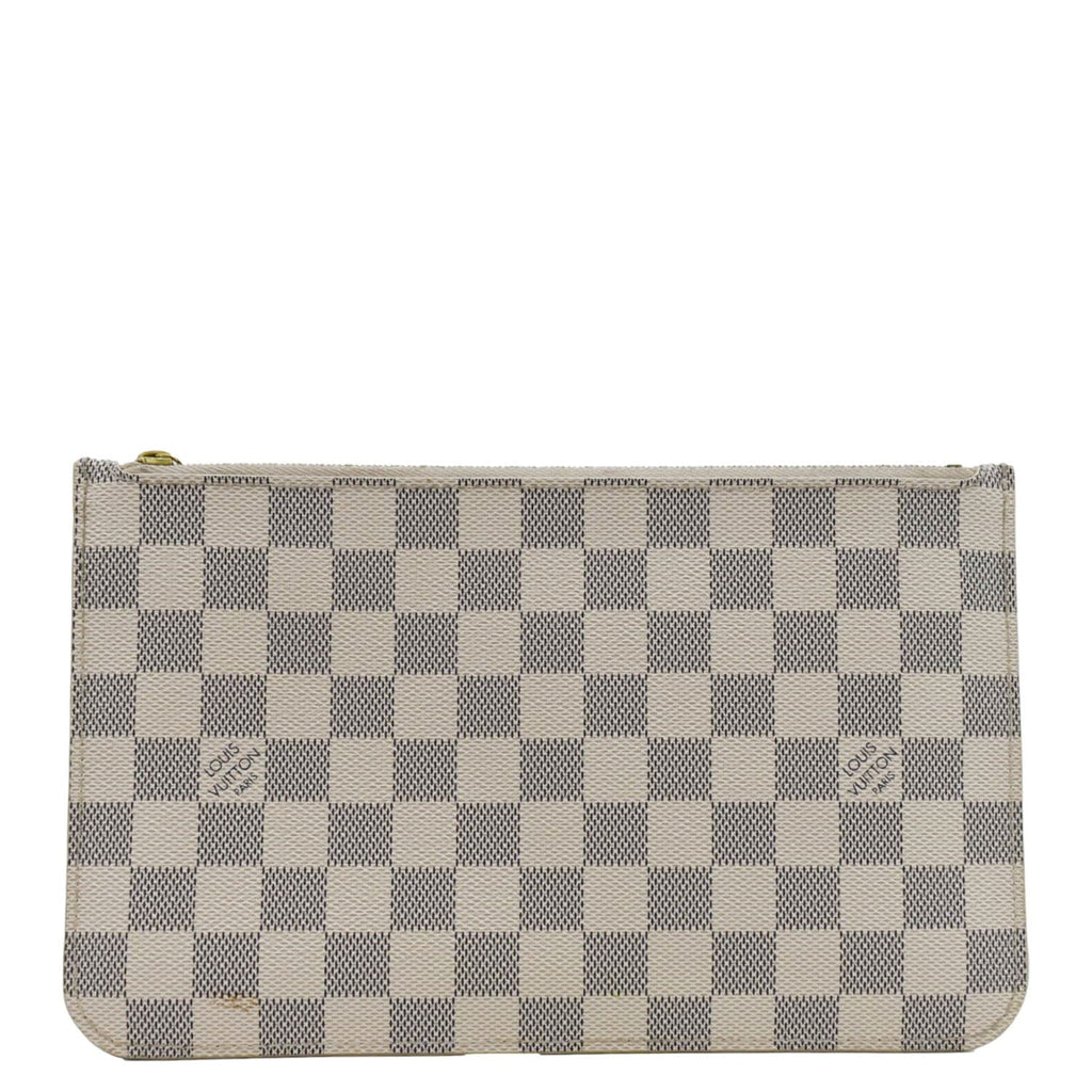 LOUIS VUITTON Wristlet Pochette Damier Azur Pouch White