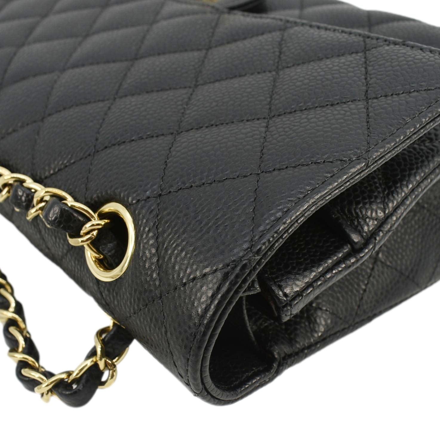Chanel Classic Double Flap Medium Quilted Leather Shoulder Bag Black