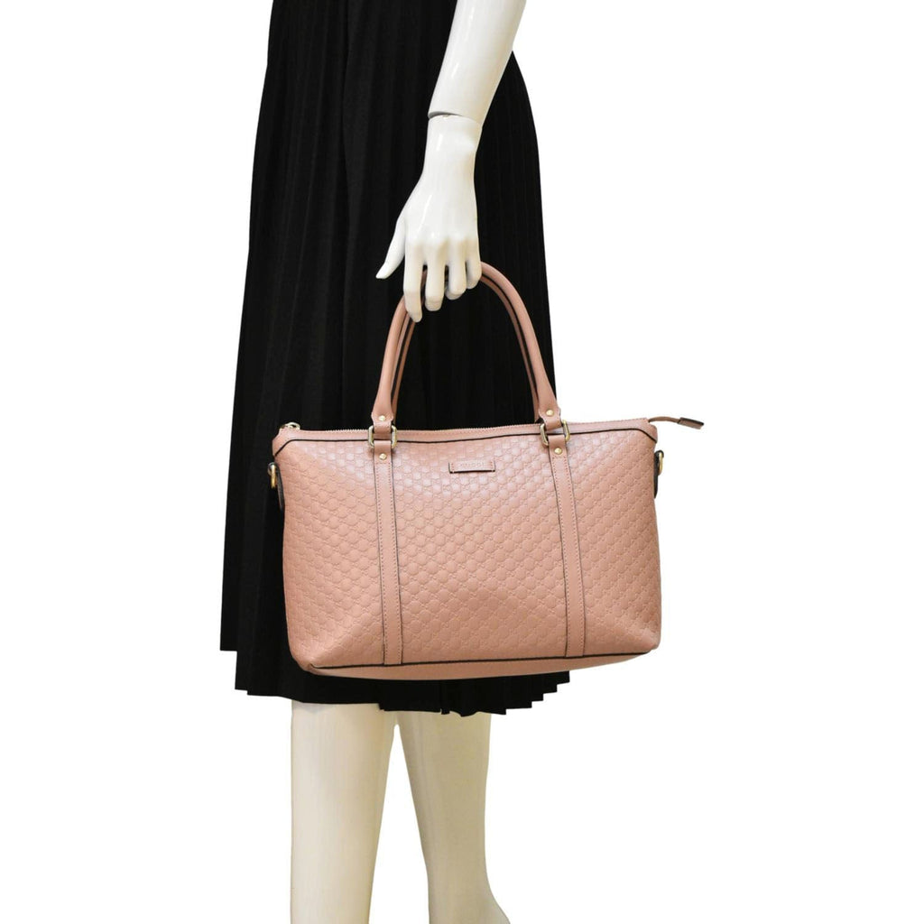 GUCCI Convertible Gucci Microguccissima Leather Satchel Bag Dusty Pink 449656