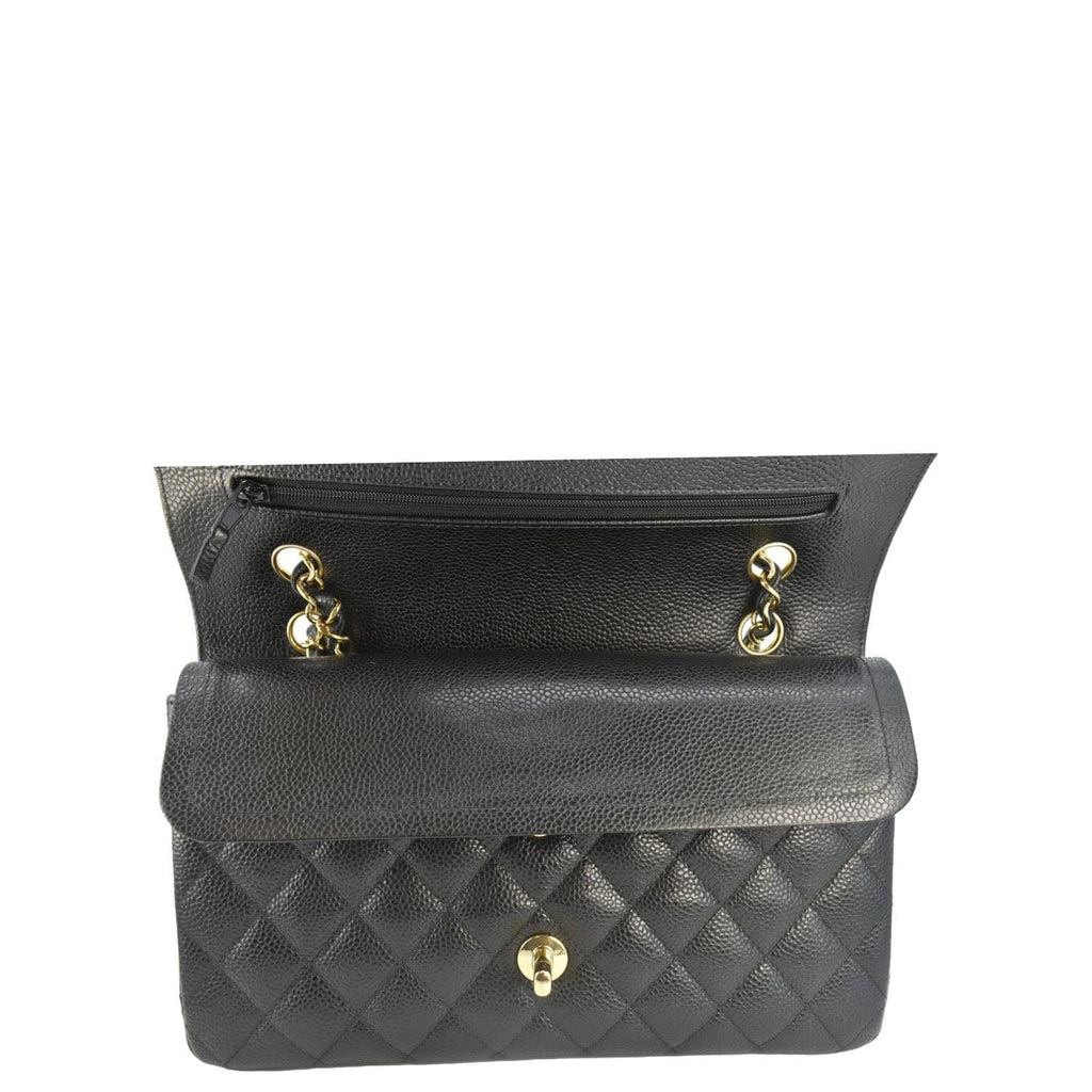Chanel Classic Double Flap Medium Quilted Leather Shoulder Bag Black