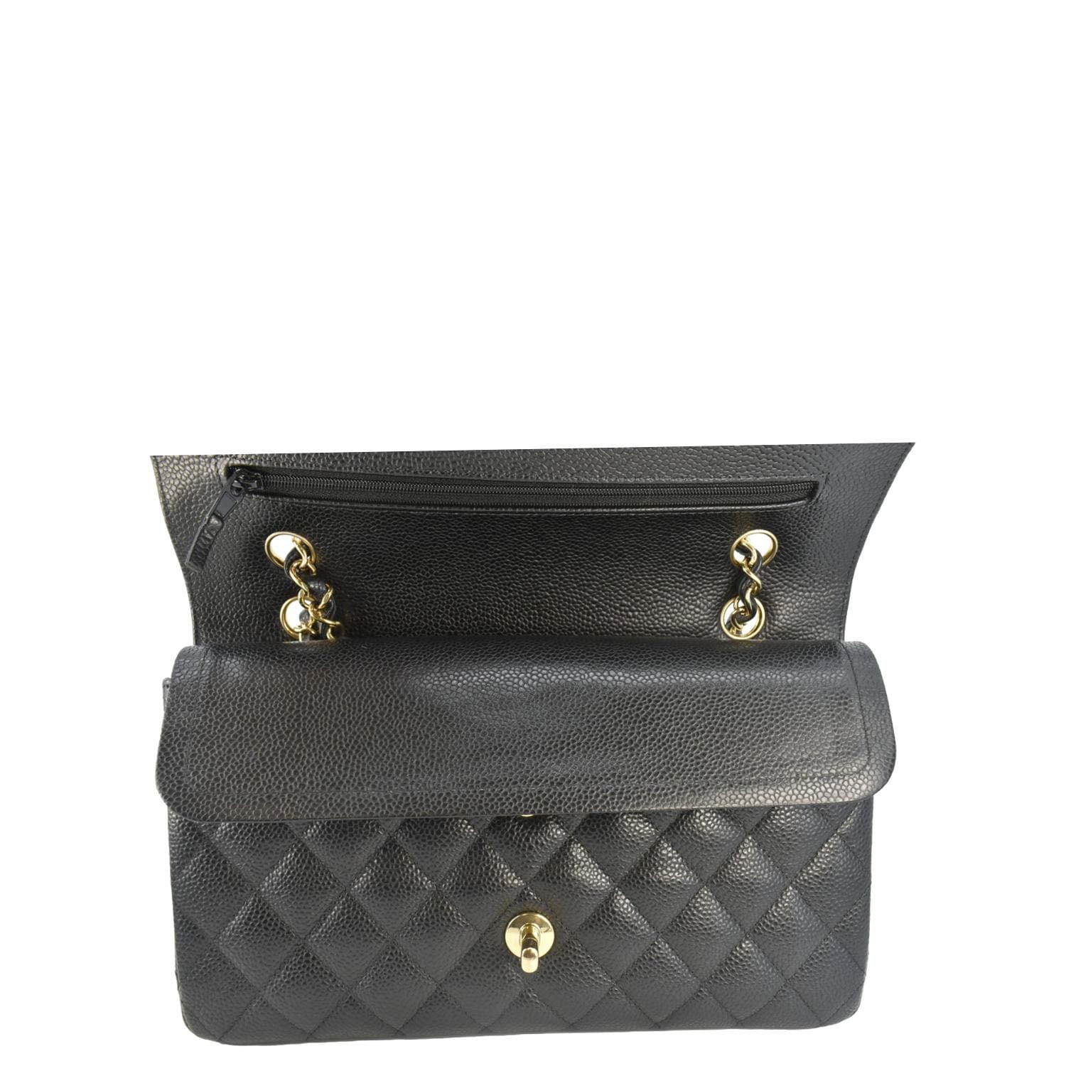 Chanel Classic Double Flap Medium Quilted Leather Shoulder Bag Black
