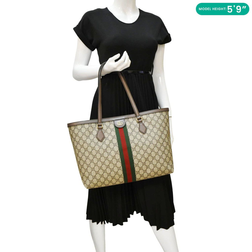 GUCCI Ophidia Medium Gucci Supreme Canvas Tote Bag Beige 631685