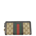 GUCCI Web Rania Gucci Canvas Zip Around Wallet Beige 353651