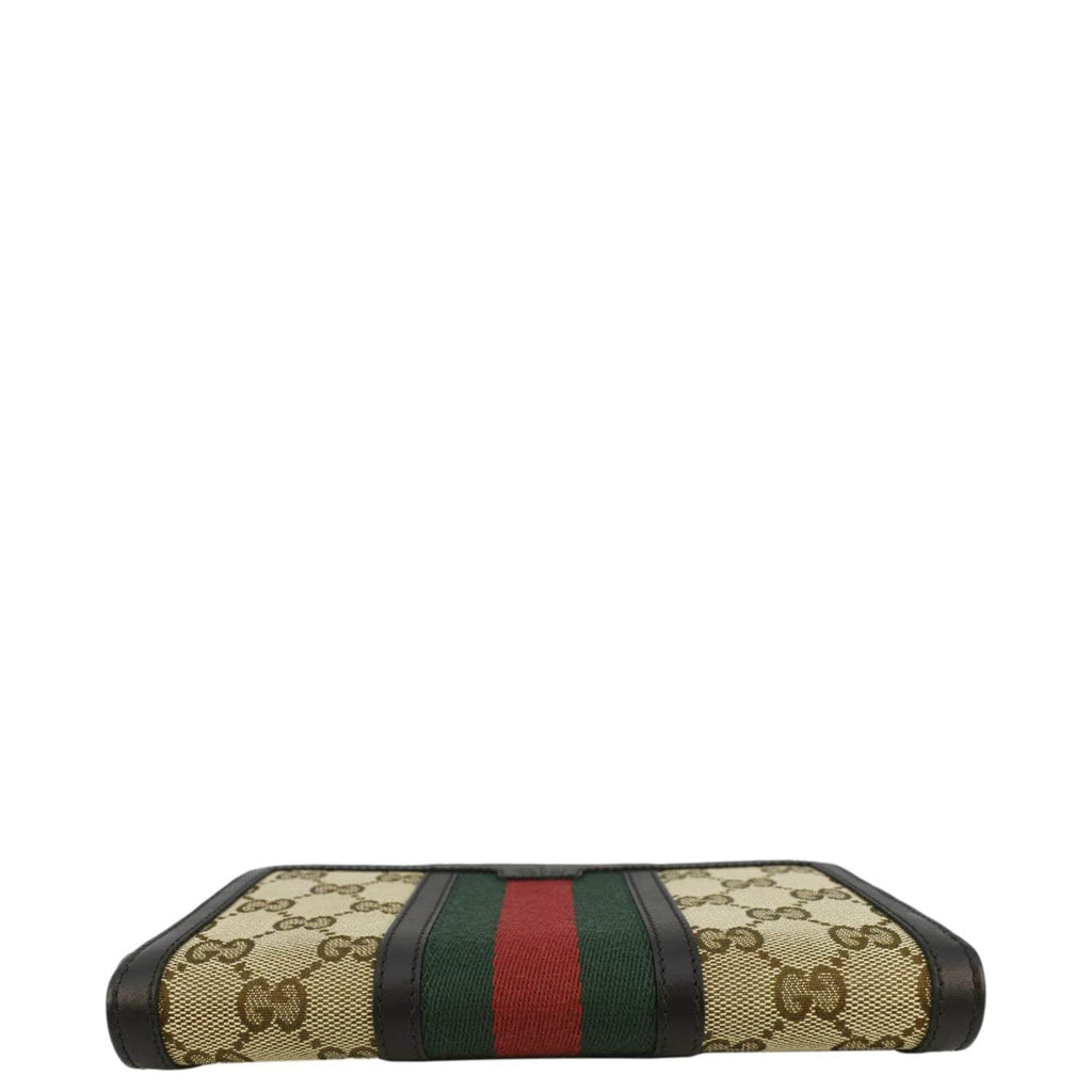 GUCCI Web Rania Gucci Canvas Zip Around Wallet Beige 353651