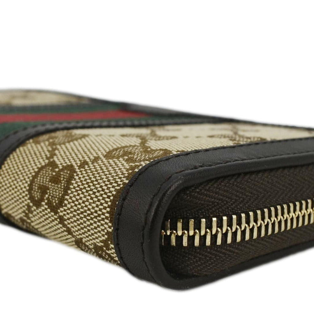 GUCCI Web Rania Gucci Canvas Zip Around Wallet Beige 353651