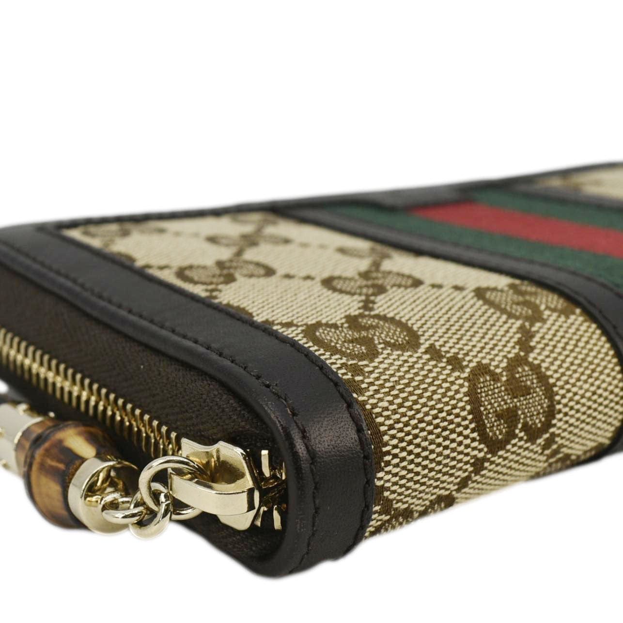 GUCCI Web Rania Gucci Canvas Zip Around Wallet Beige 353651