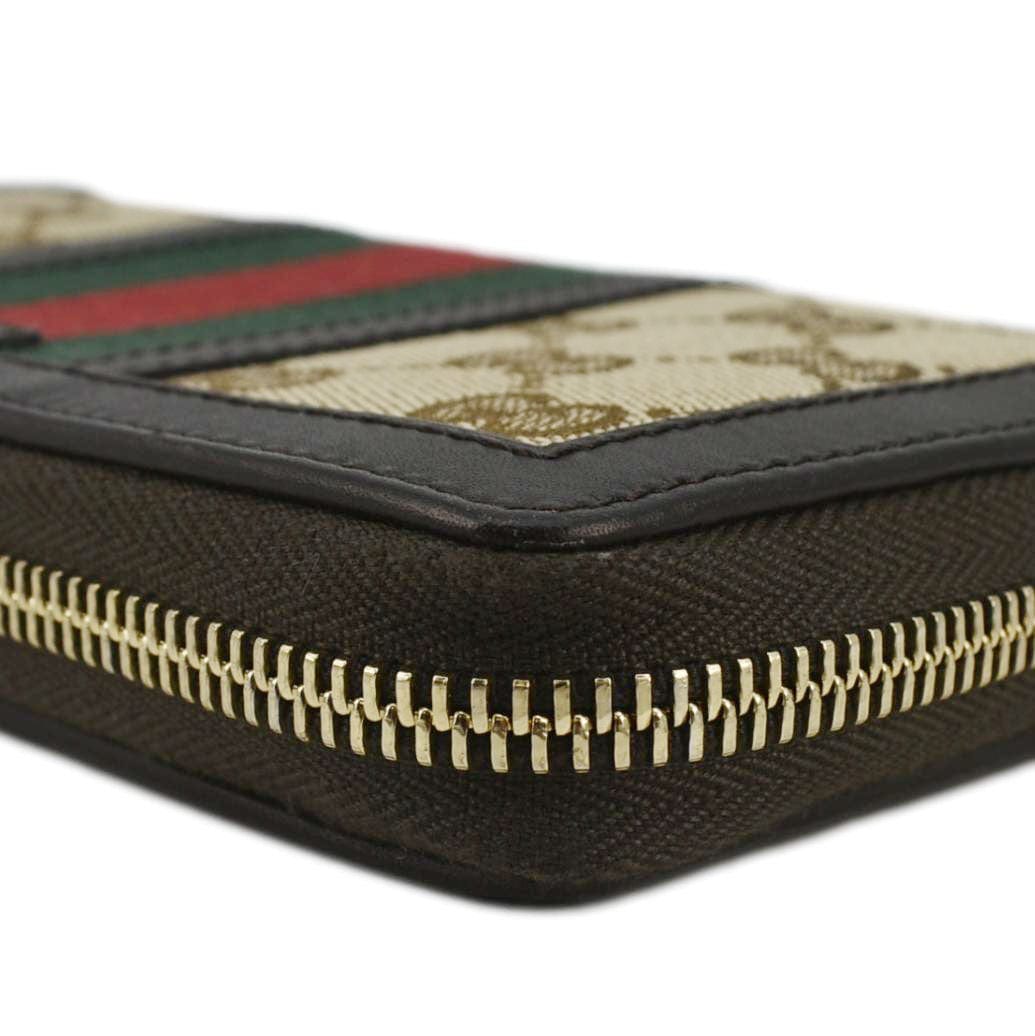 GUCCI Web Rania Gucci Canvas Zip Around Wallet Beige 353651