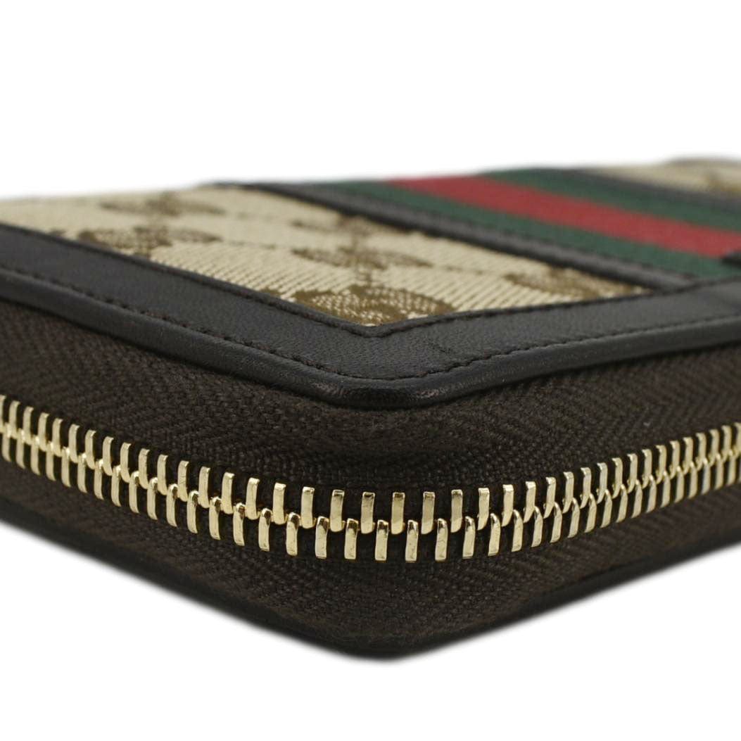 GUCCI Web Rania Gucci Canvas Zip Around Wallet Beige 353651