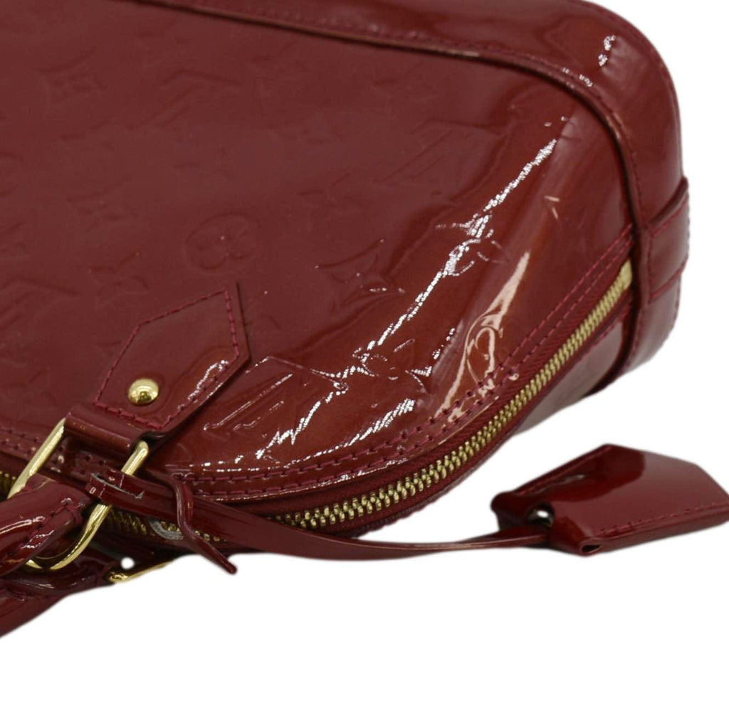 LOUIS VUITTON Alma BB Monogram Vernis Leather Satchel Bag Red