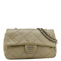 Chanel Ultra Stitch Small Flap Quilted Calfskin Leather Crossbody Bag Beige