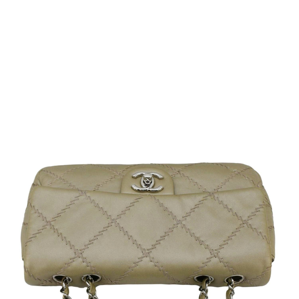 Chanel Ultra Stitch Small Flap Quilted Calfskin Leather Crossbody Bag Beige