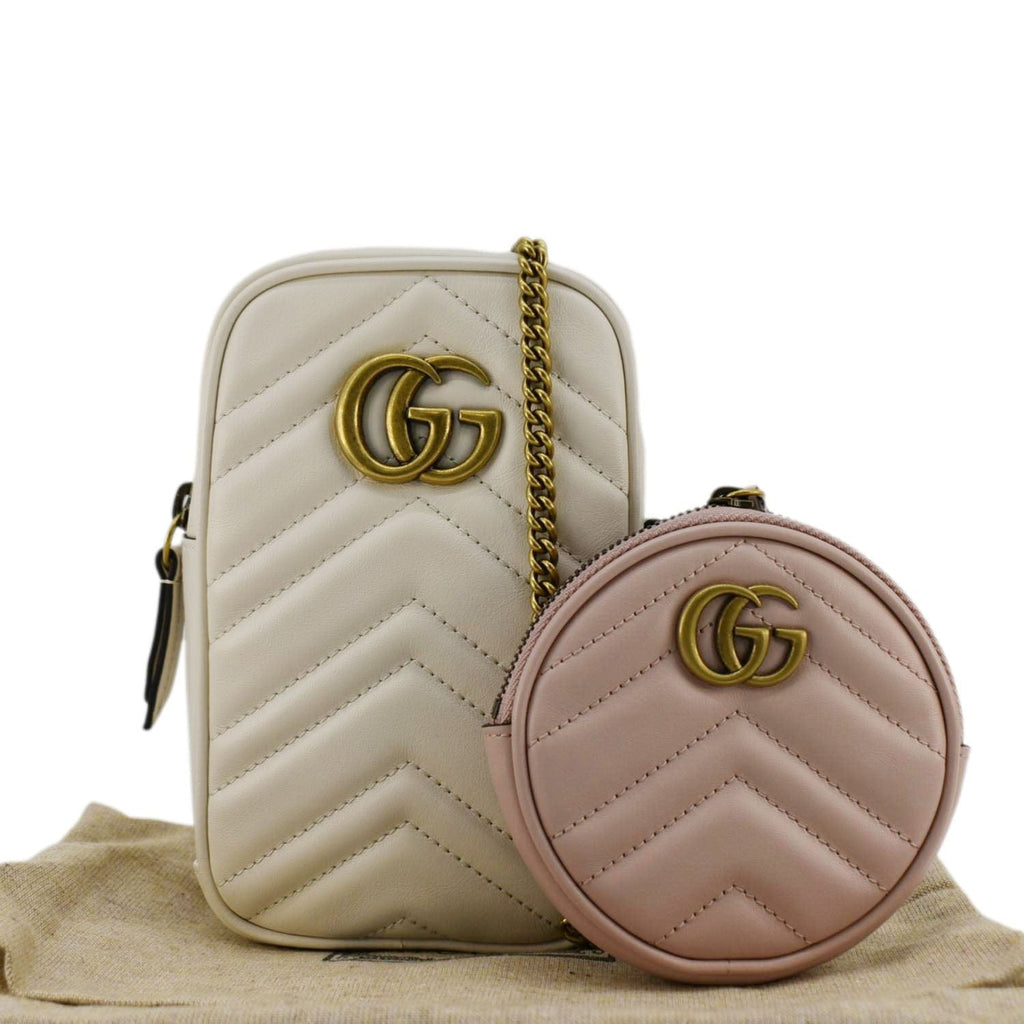 GUCCI Gucci Marmont Mini Matelasse Leather Shoulder Bag White 699759