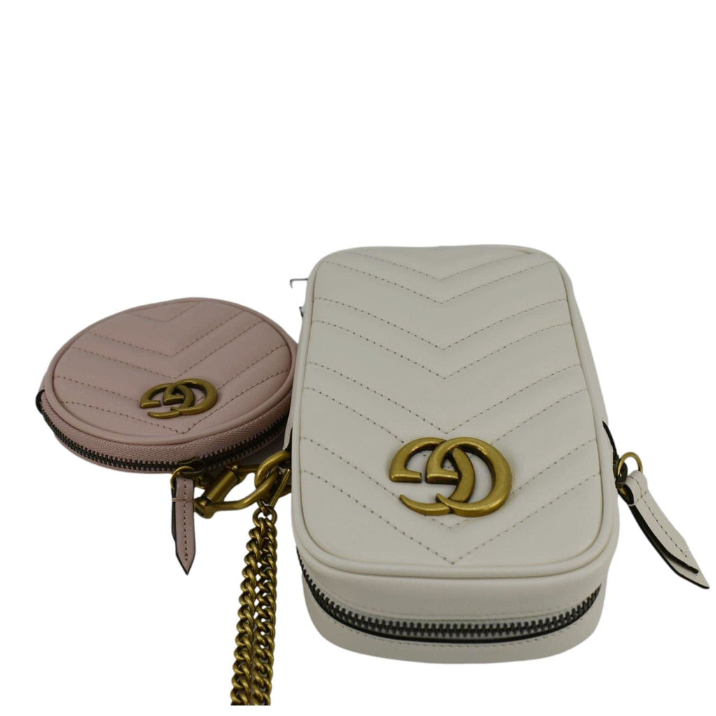 GUCCI Gucci Marmont Mini Matelasse Leather Shoulder Bag White 699759