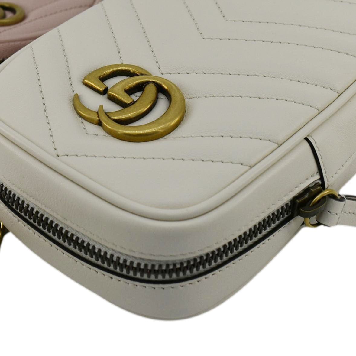 GUCCI Gucci Marmont Mini Matelasse Leather Shoulder Bag White 699759
