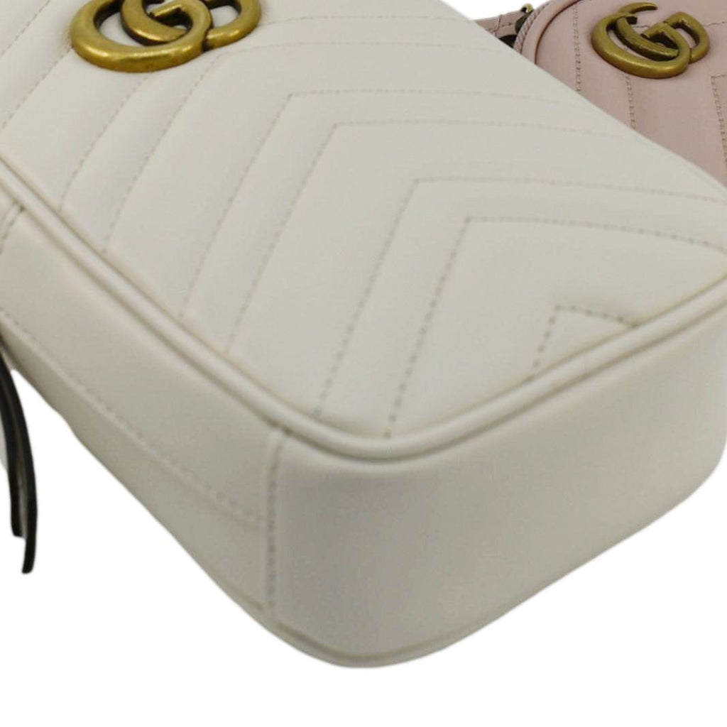 GUCCI Gucci Marmont Mini Matelasse Leather Shoulder Bag White 699759