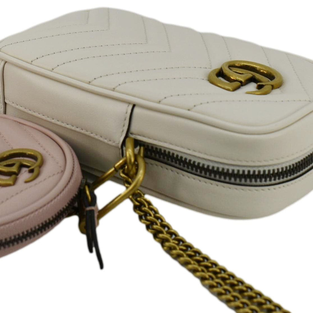 GUCCI Gucci Marmont Mini Matelasse Leather Shoulder Bag White 699759