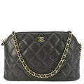 Chanel Classic Quilted Leather Chain Clutch Crossbody Bag Black