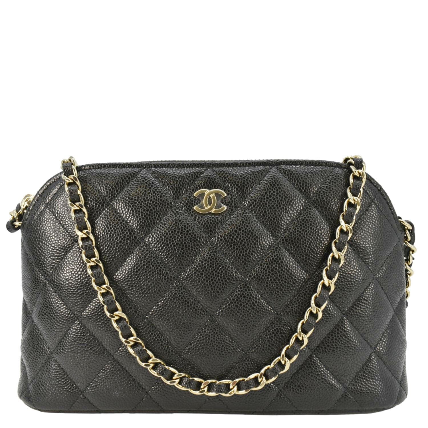 Chanel Classic Quilted Leather Chain Clutch Crossbody Bag Black