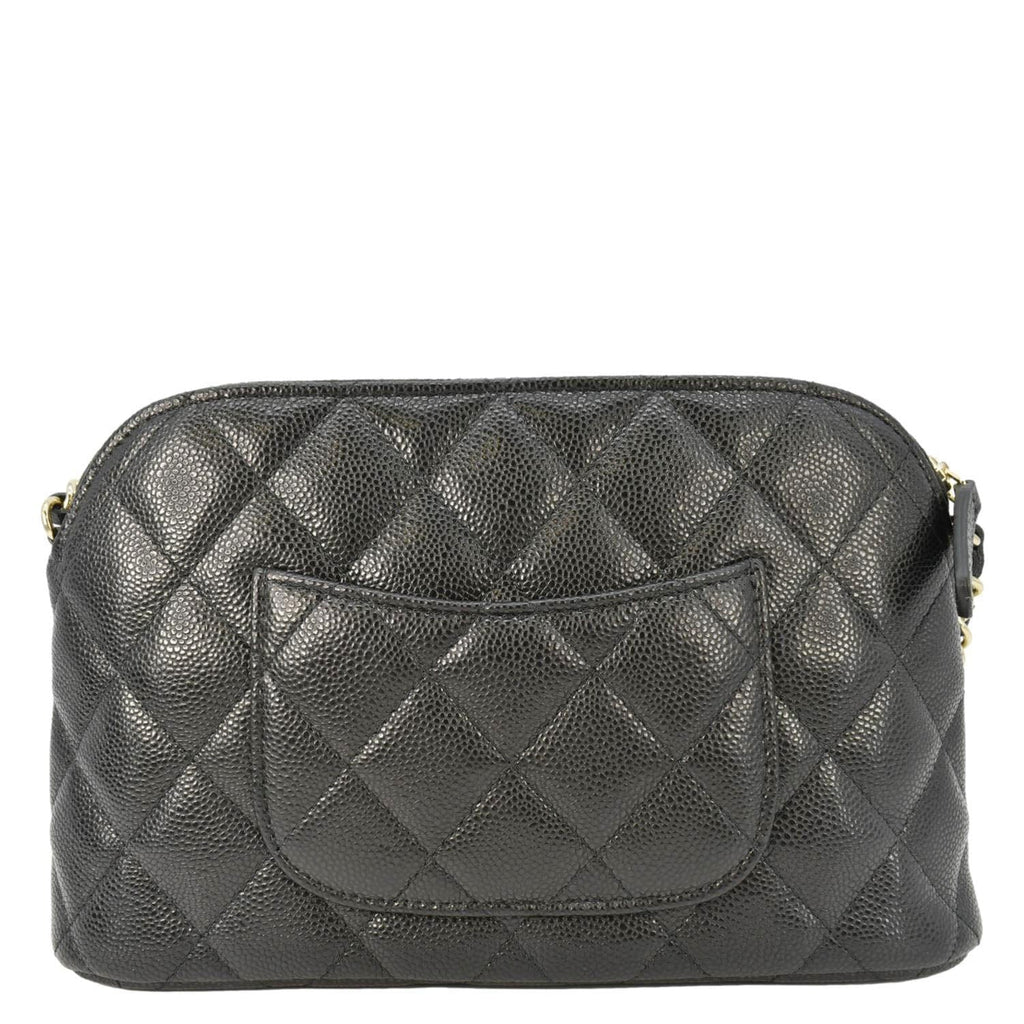 Chanel Classic Quilted Leather Chain Clutch Crossbody Bag Black
