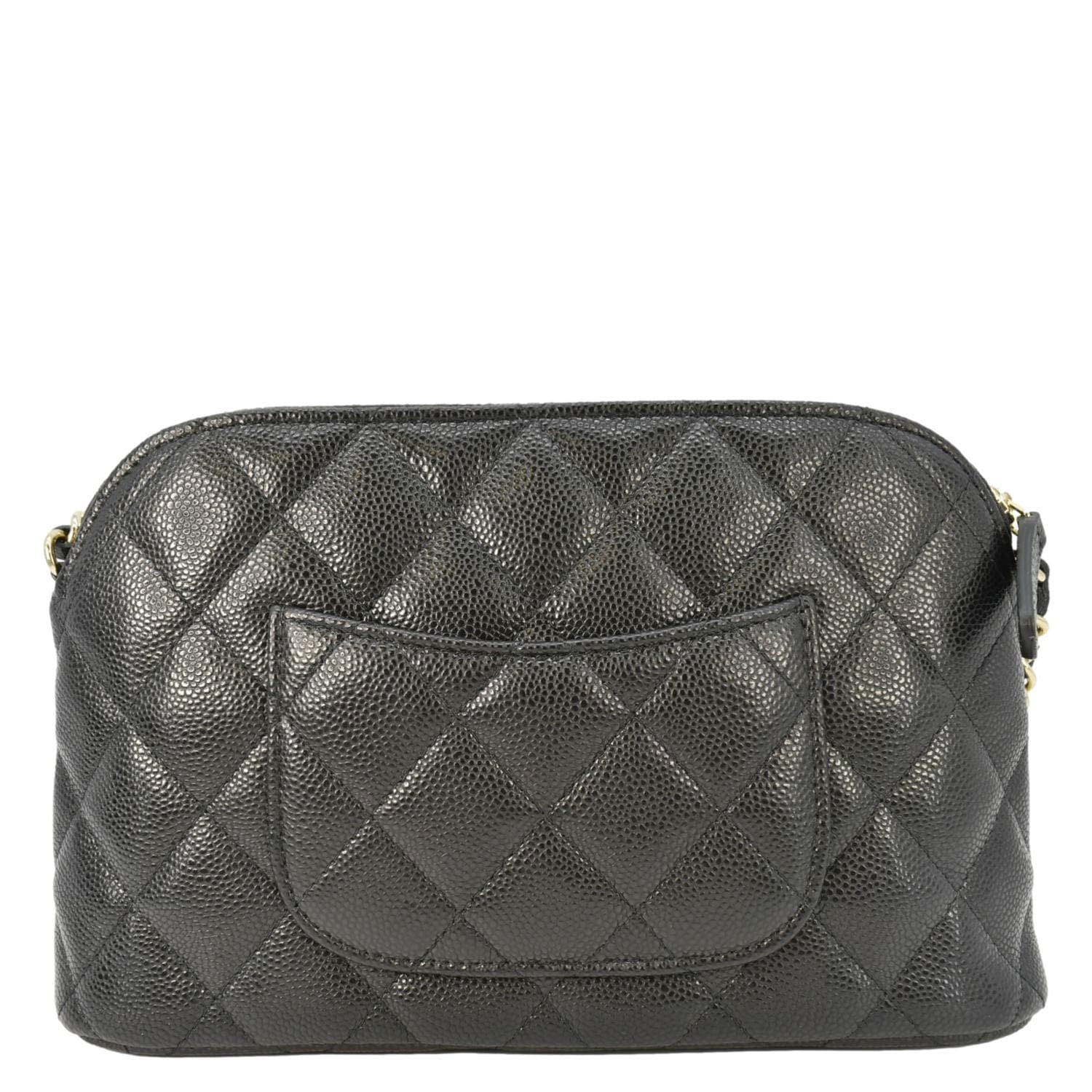 Chanel Classic Quilted Leather Chain Clutch Crossbody Bag Black