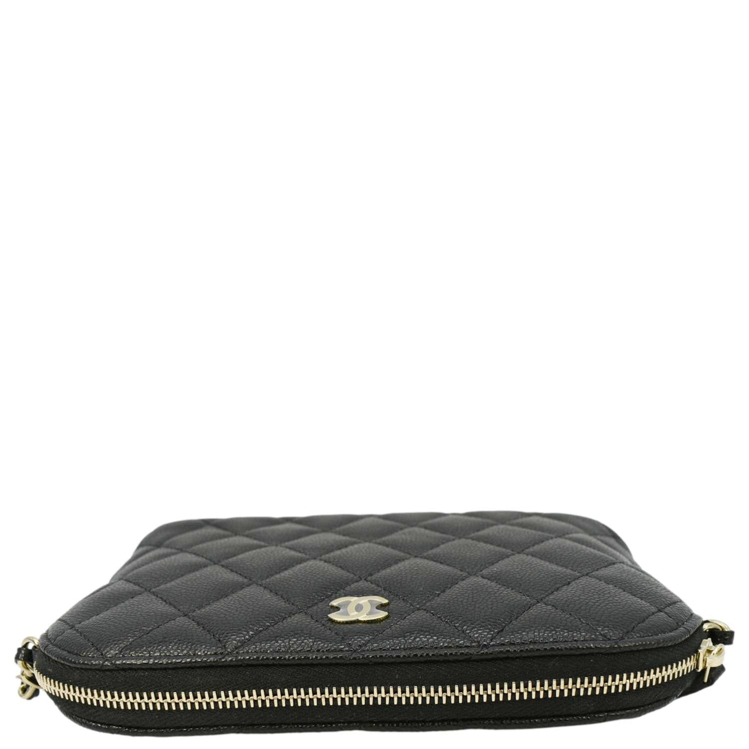 Chanel Classic Quilted Leather Chain Clutch Crossbody Bag Black