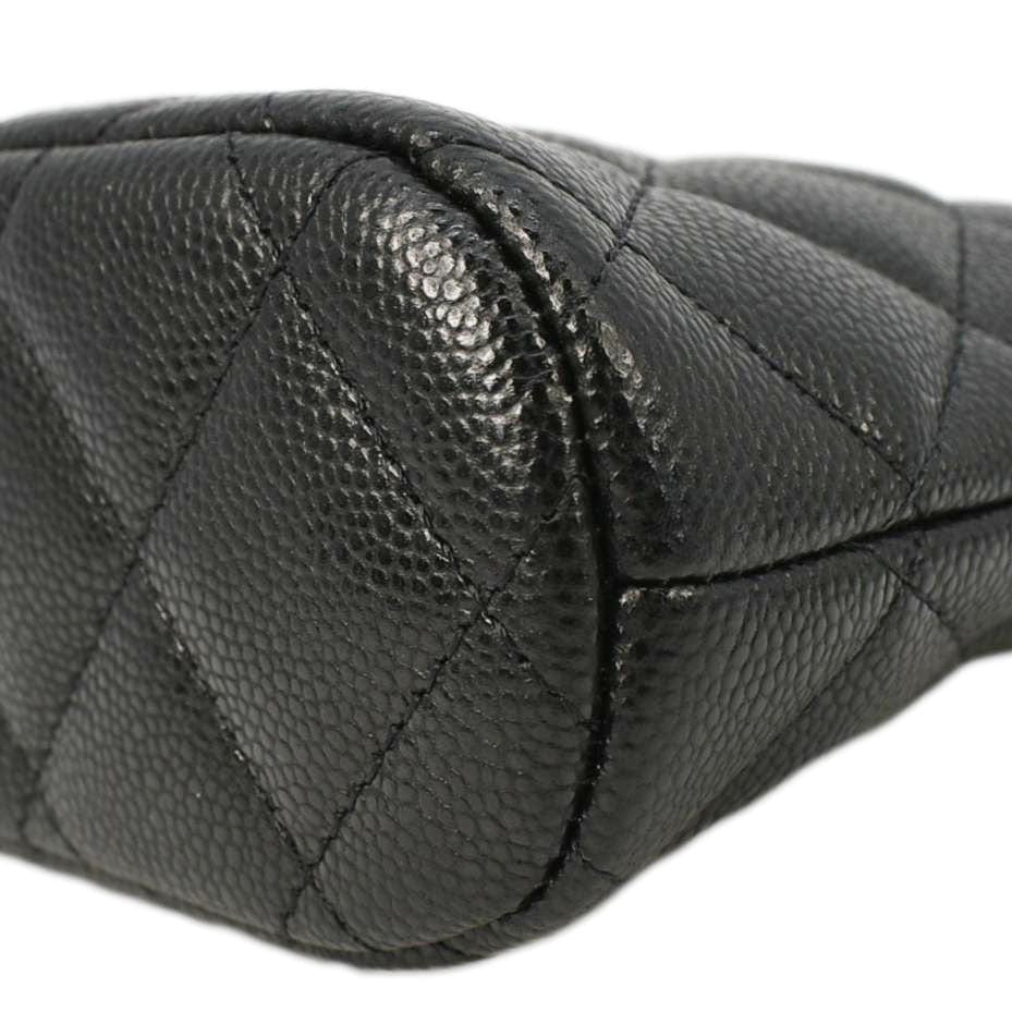 Chanel Classic Quilted Leather Chain Clutch Crossbody Bag Black