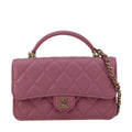 Chanel Flap Phone Holder Quilted Leather Chain Crossbody Bag Pink