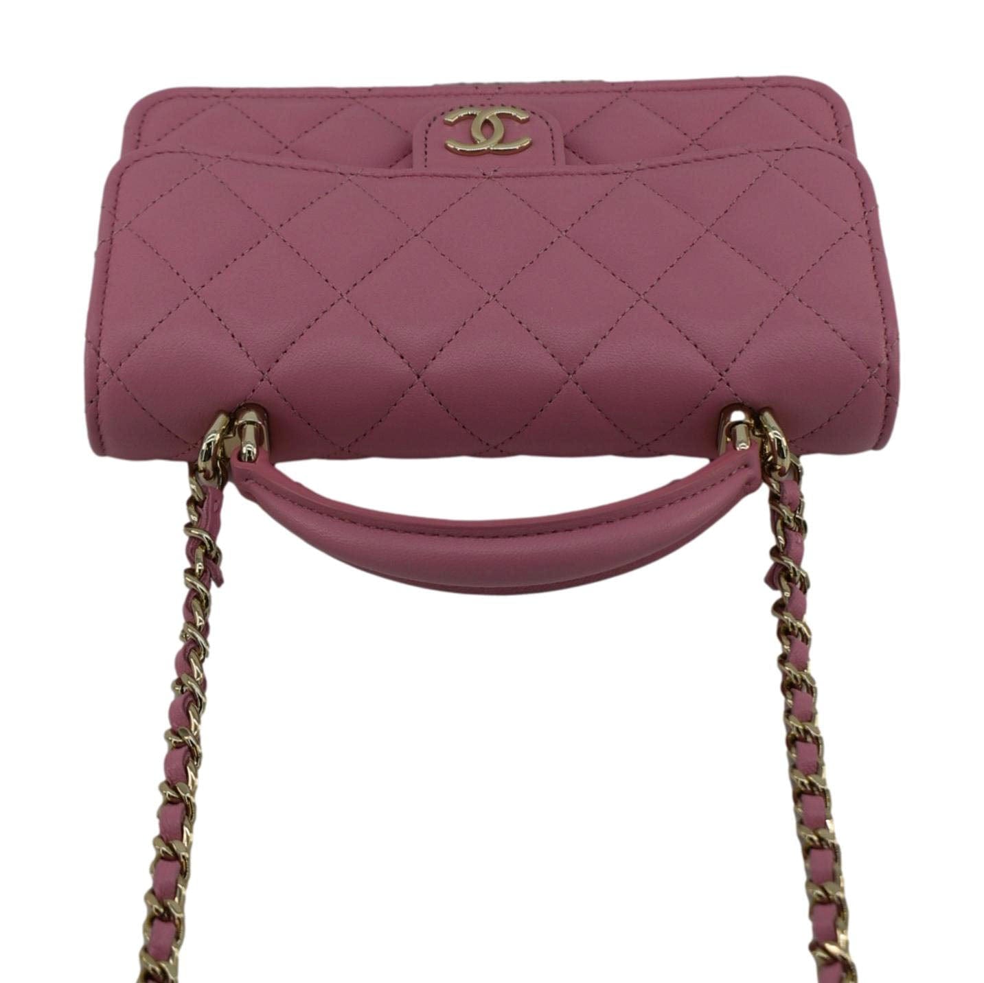 Chanel Flap Phone Holder Quilted Leather Chain Crossbody Bag Pink