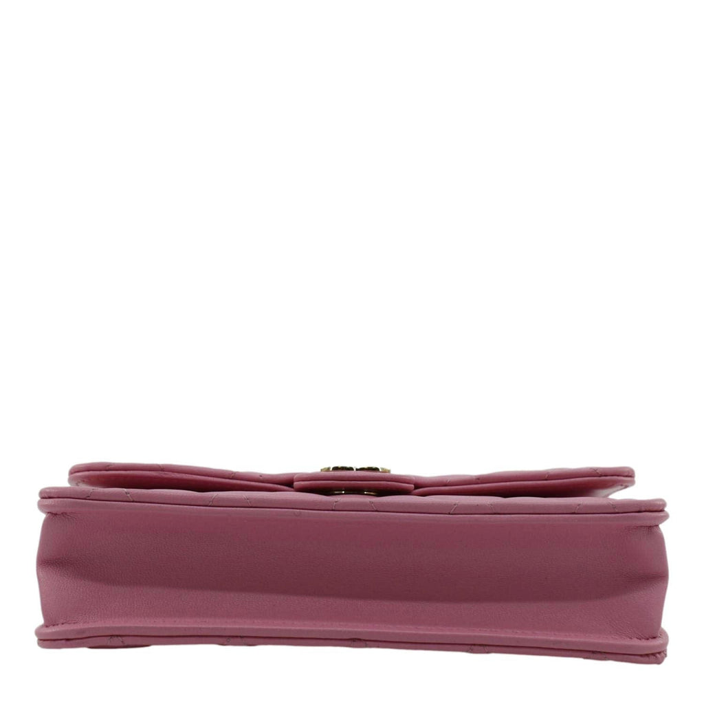 Chanel Flap Phone Holder Quilted Leather Chain Crossbody Bag Pink