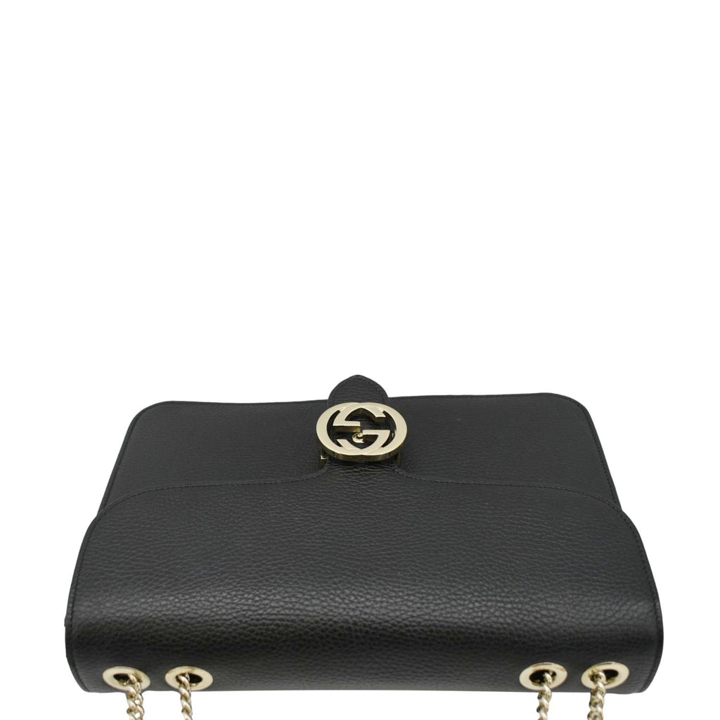 GUCCI Interlocking Gucci Leather Crossbody Bag Black 510303