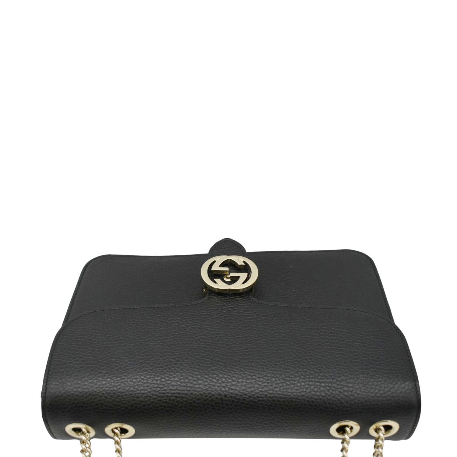 GUCCI Interlocking Gucci Leather Crossbody Bag Black 510303