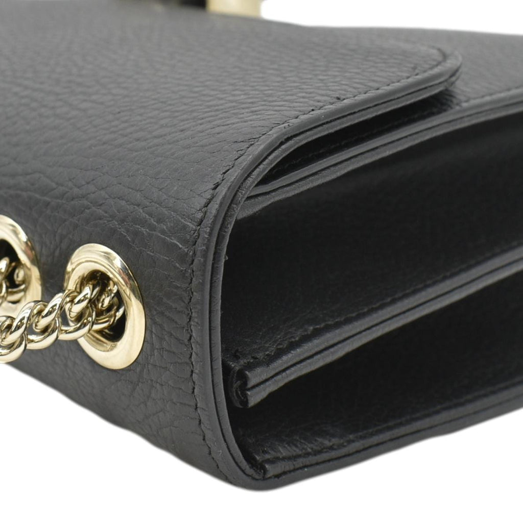GUCCI Interlocking Gucci Leather Crossbody Bag Black 510303