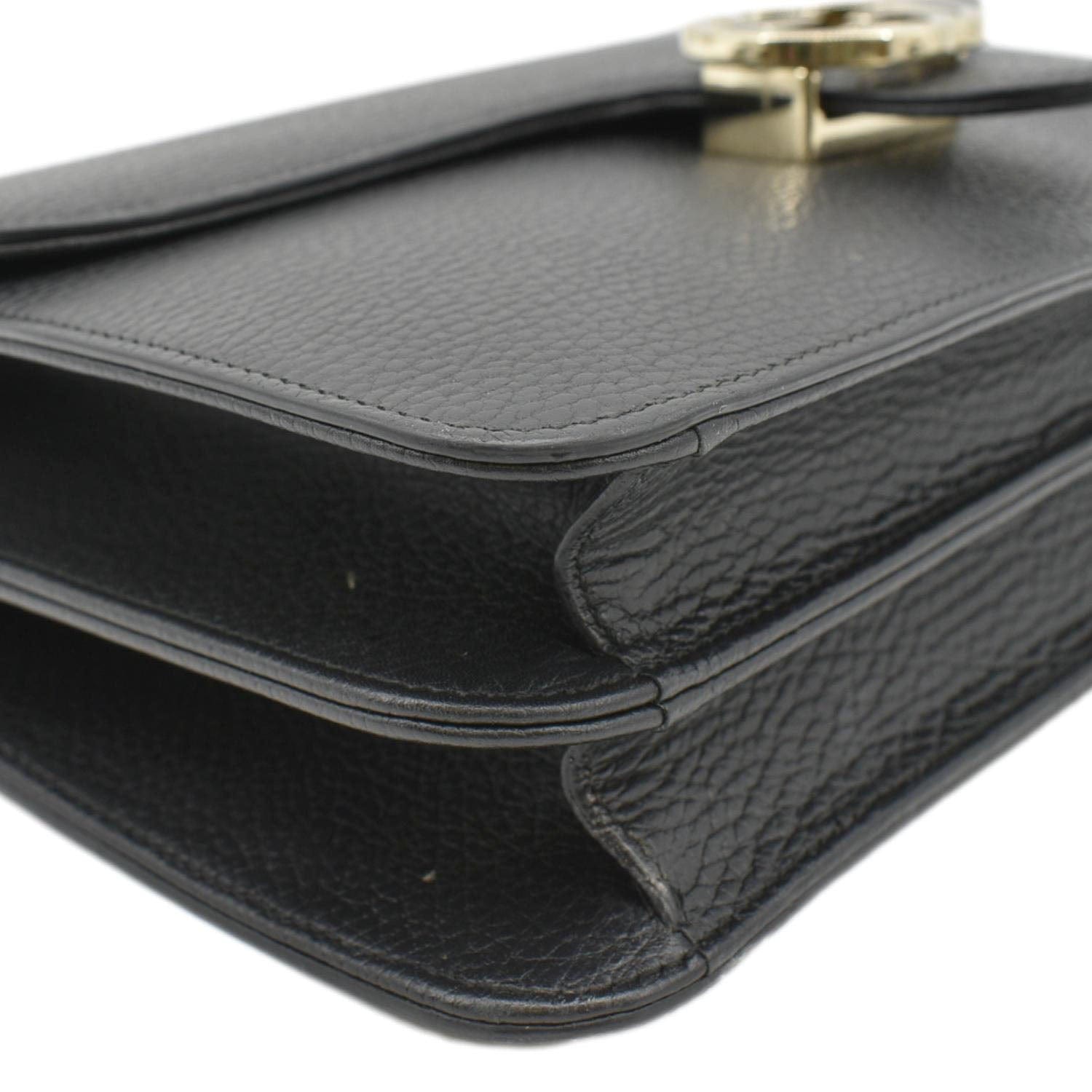 GUCCI Interlocking Gucci Leather Crossbody Bag Black 510303