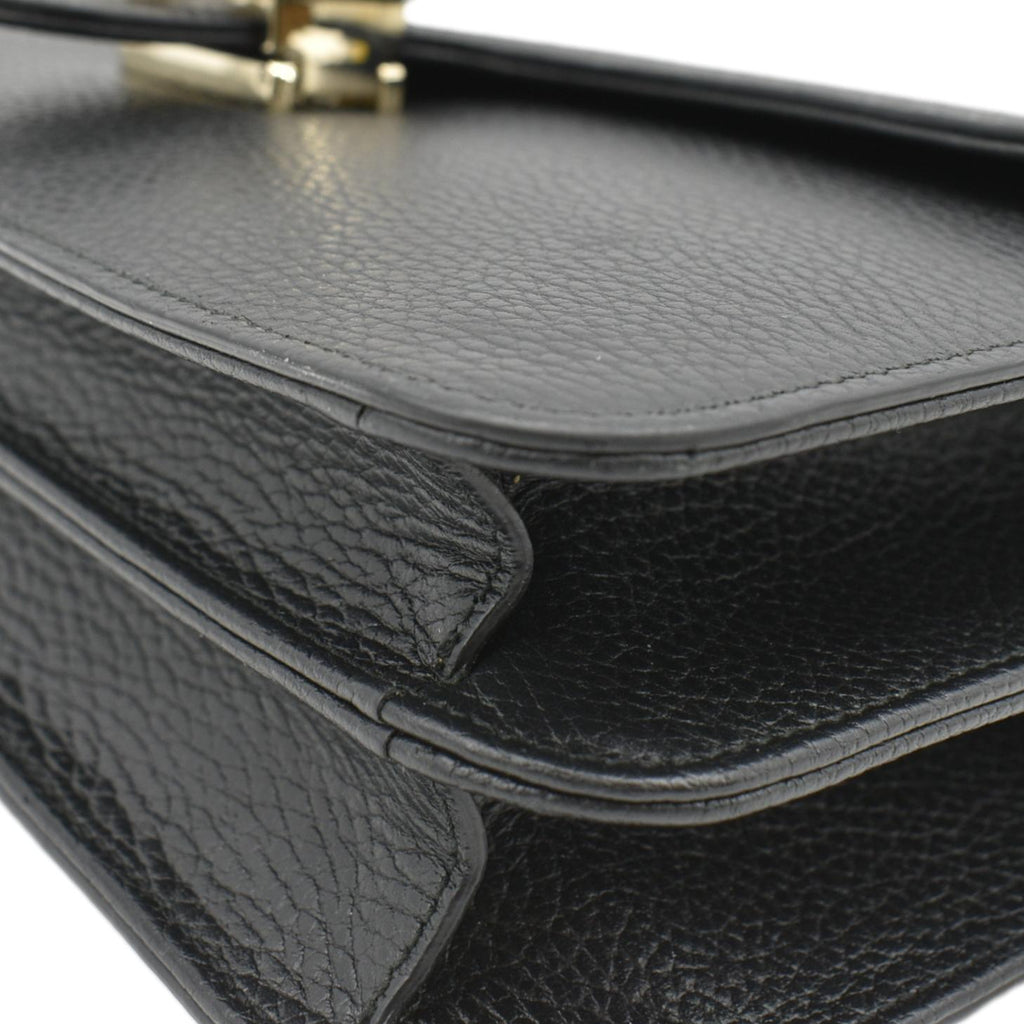 GUCCI Interlocking Gucci Leather Crossbody Bag Black 510303