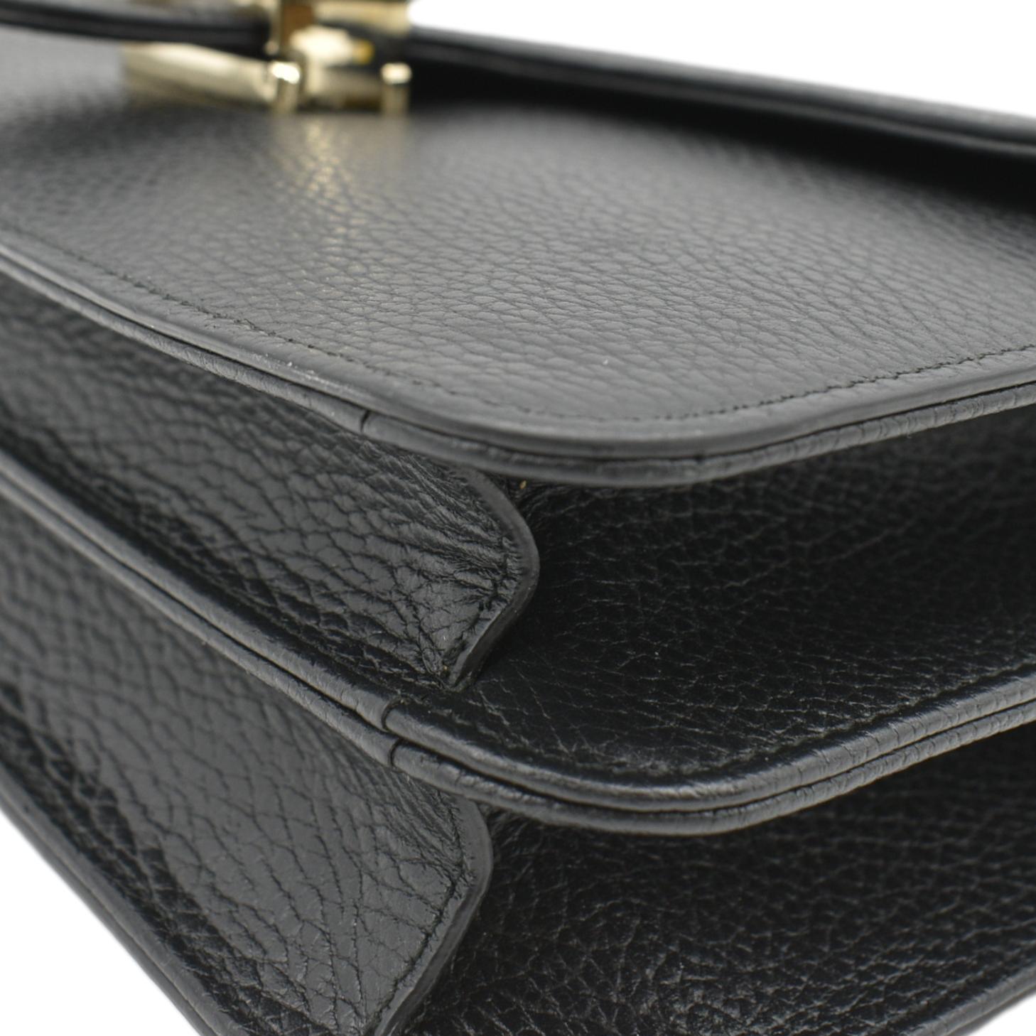 GUCCI Interlocking Gucci Leather Crossbody Bag Black 510303