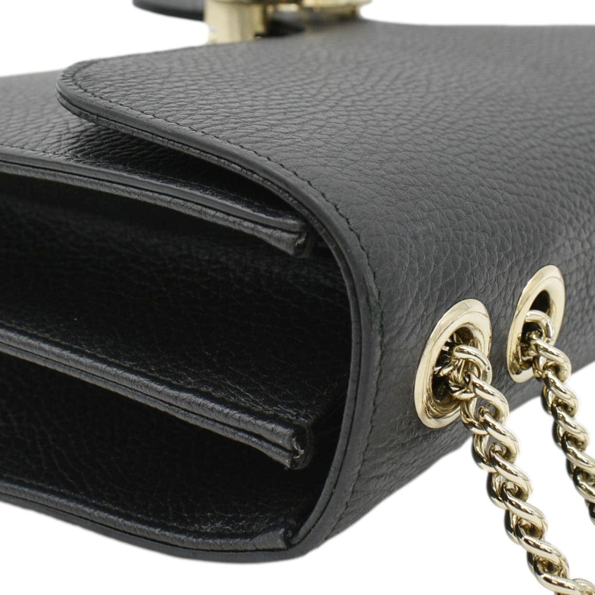 GUCCI Interlocking Gucci Leather Crossbody Bag Black 510303