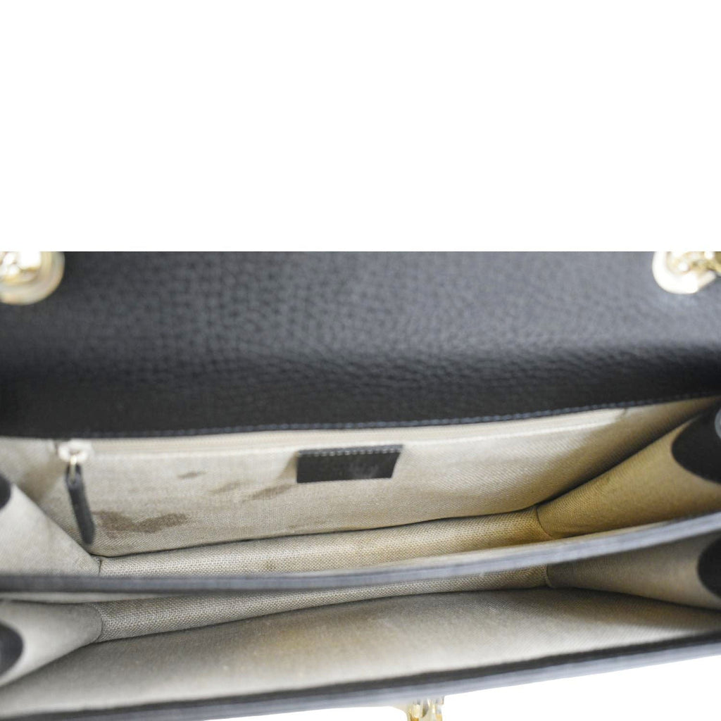 GUCCI Interlocking Gucci Leather Crossbody Bag Black 510303