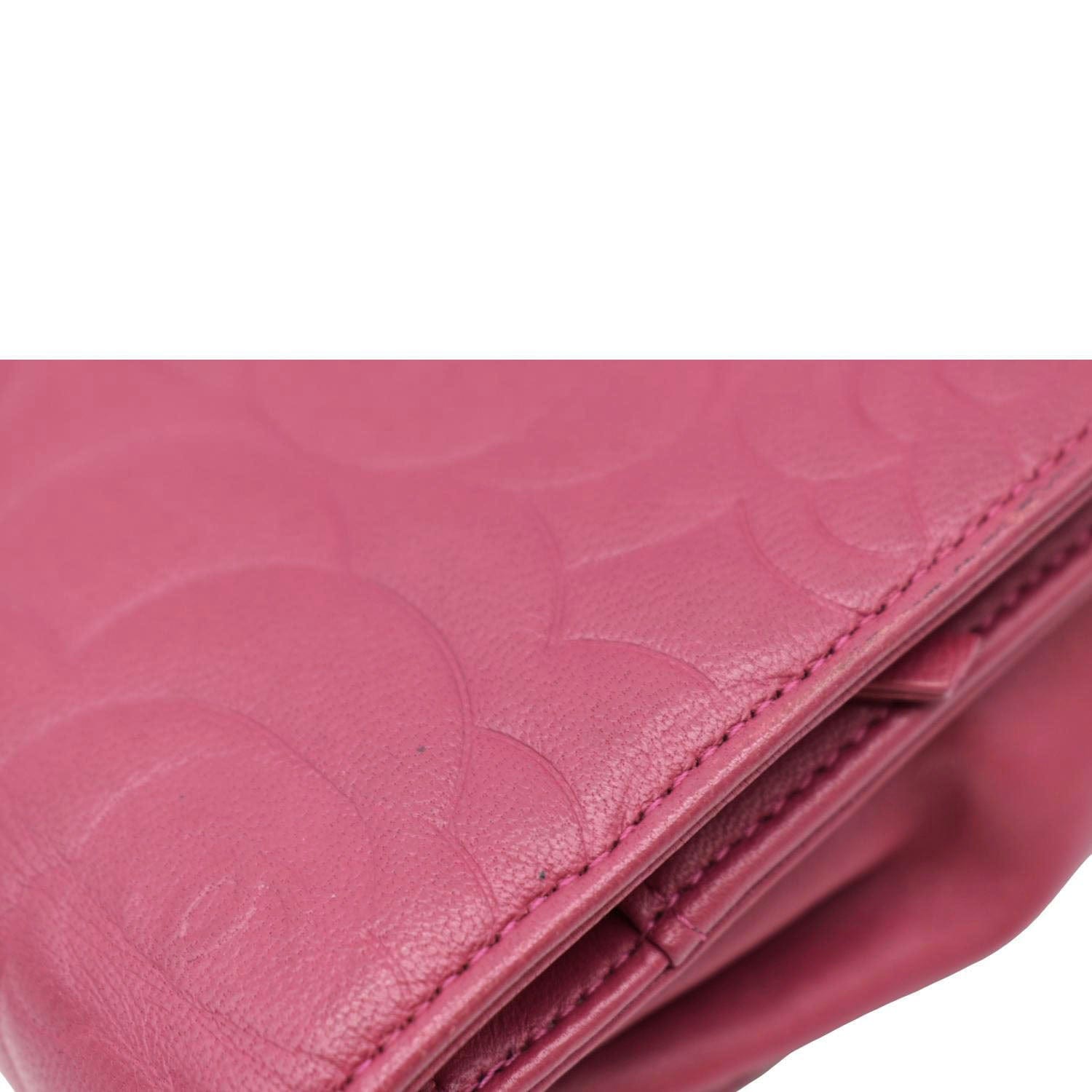 Chanel Camellia Wallet On Chain Leather Crossbody Bag Fuchsia