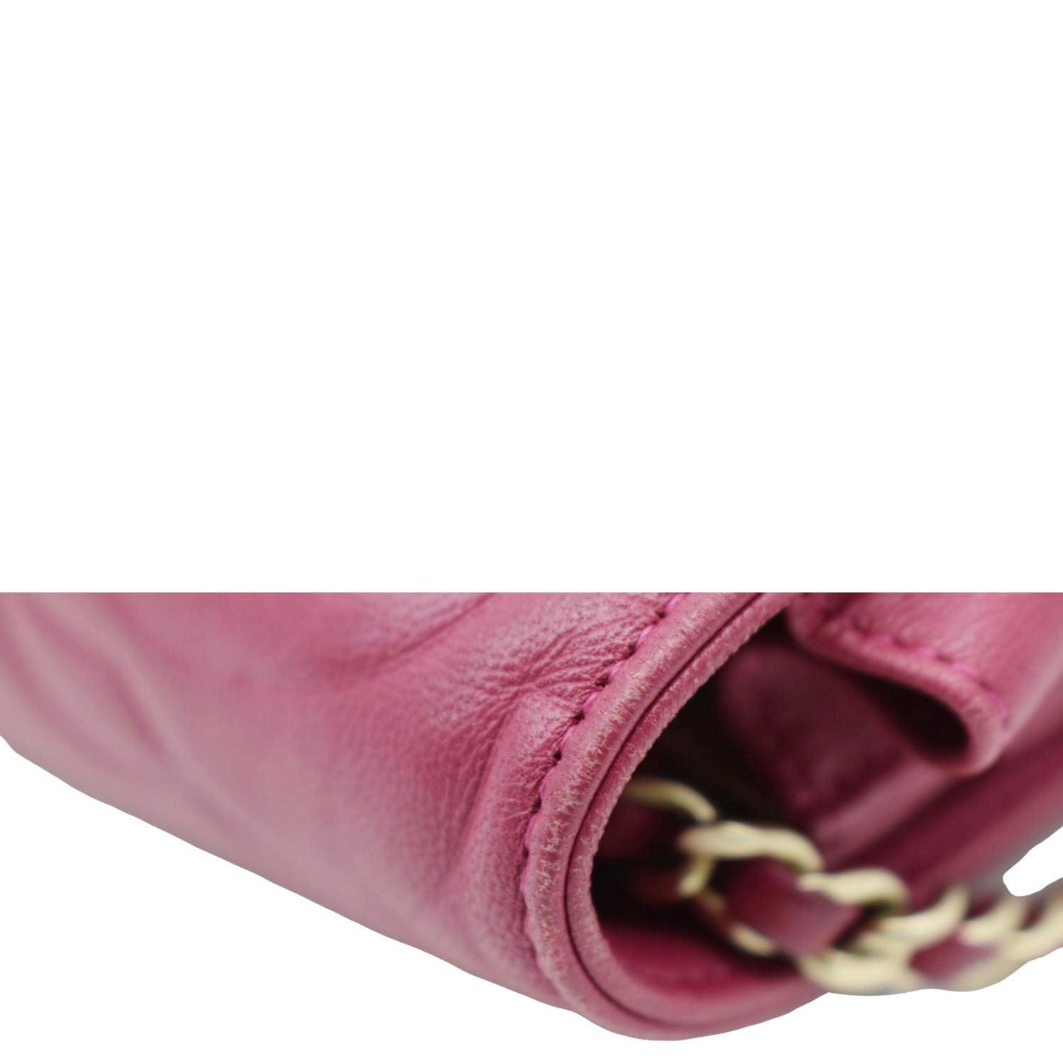 Chanel Camellia Wallet On Chain Leather Crossbody Bag Fuchsia