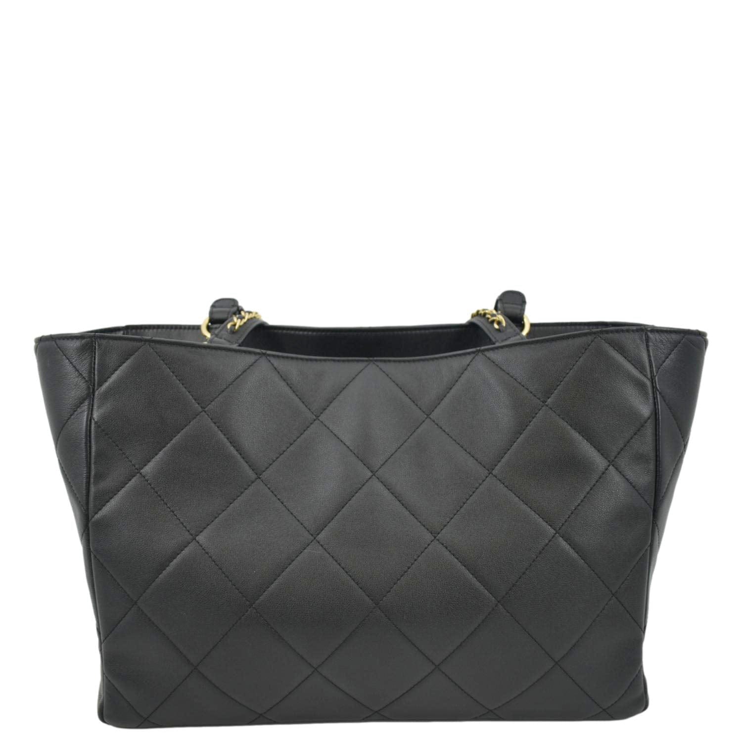 Chanel Shopping Quilted Leather Tote Bag Black