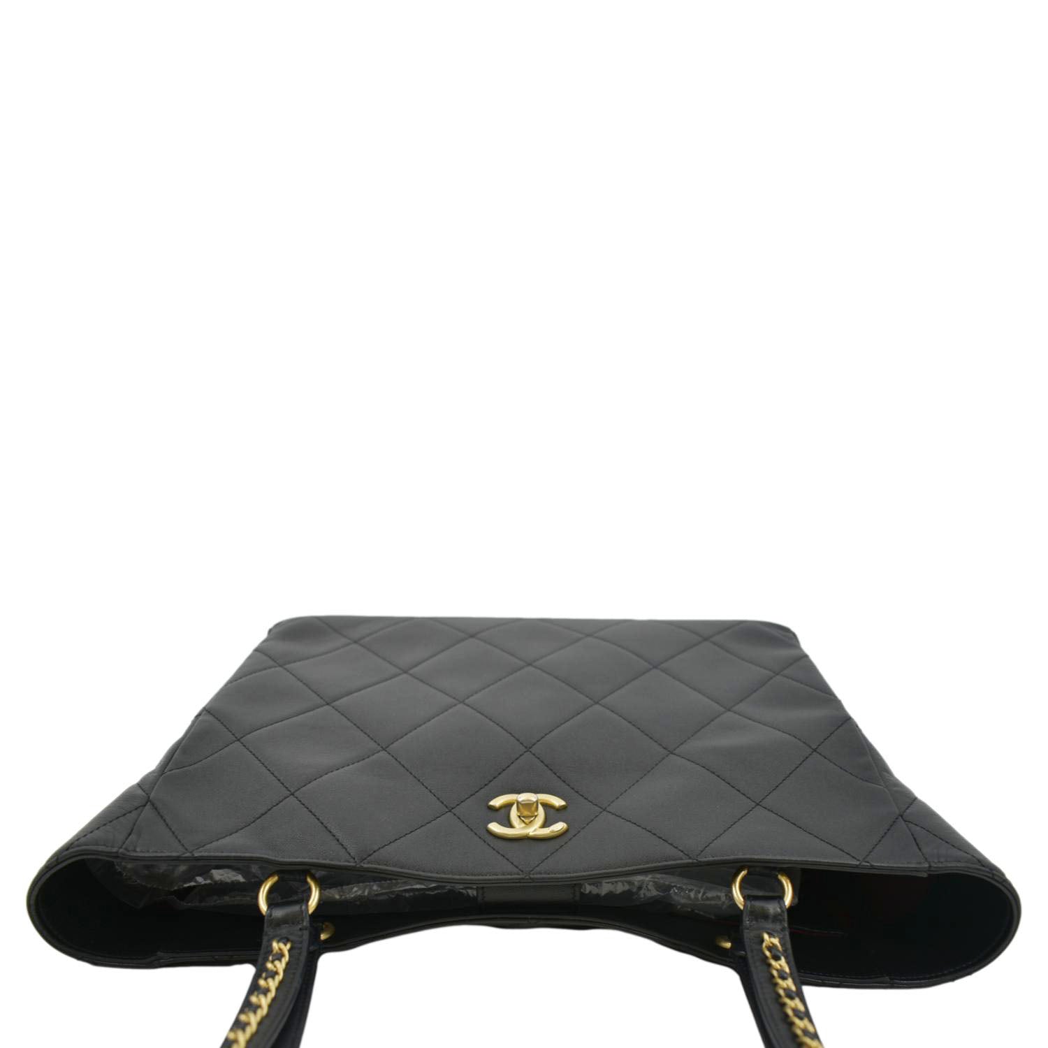 Chanel Shopping Quilted Leather Tote Bag Black