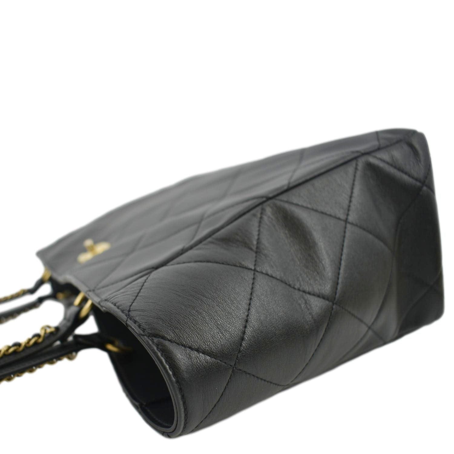 Chanel Shopping Quilted Leather Tote Bag Black