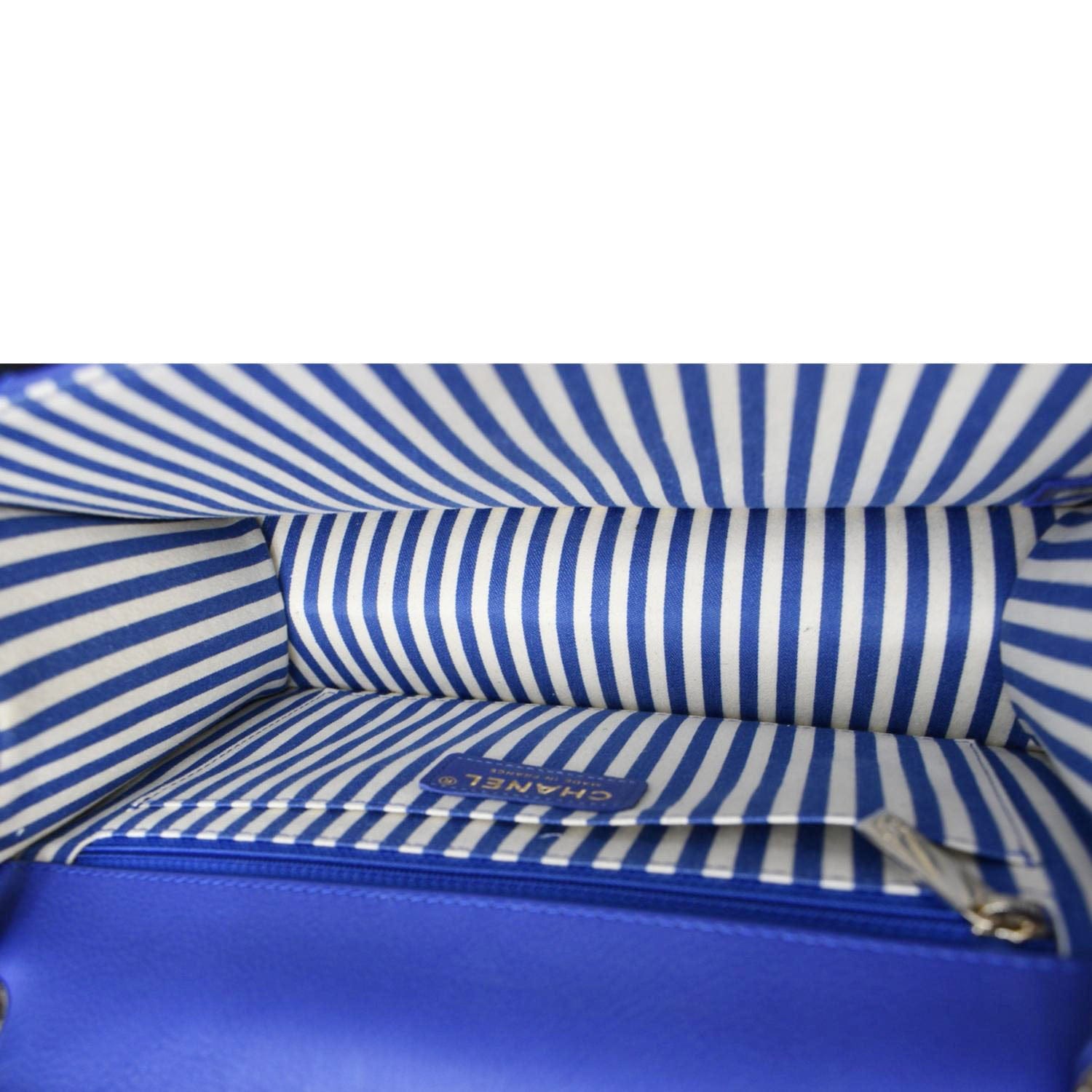 Chanel Coco Envelope Flap Quilted Chevron Leather Crossbody Bag Blue