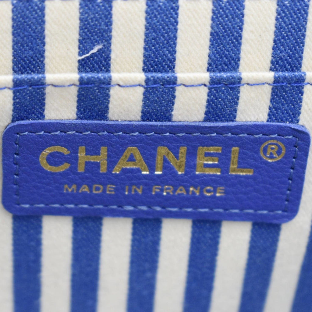 Chanel Coco Envelope Flap Quilted Chevron Leather Crossbody Bag Blue