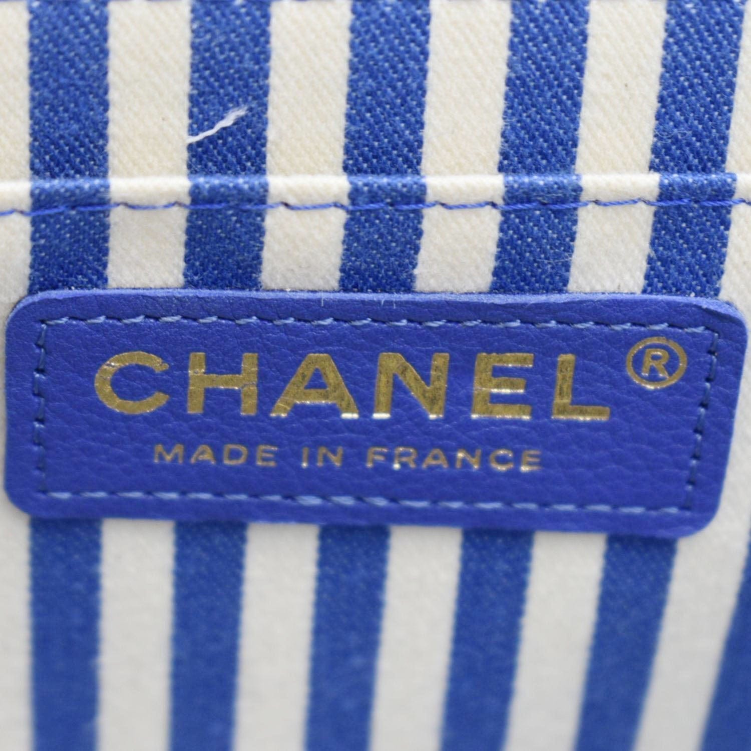 Chanel Coco Envelope Flap Quilted Chevron Leather Crossbody Bag Blue