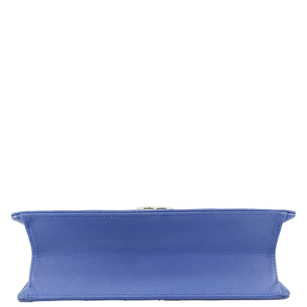 Chanel Coco Envelope Flap Quilted Chevron Leather Crossbody Bag Blue